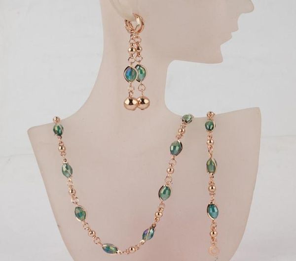 

fashion women039s 18k gold austrian crystal necklace bracelet earrings weddingbride jewelry sets gift1638257, Black