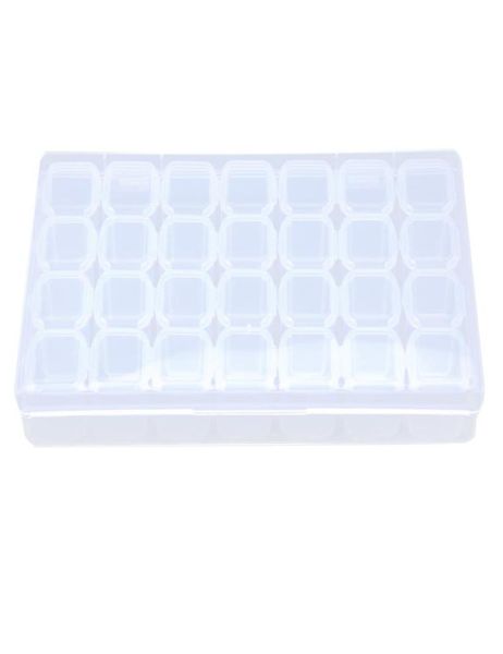 

28 separate slots empty storage box clear nail art rhinestones tools jewelry beads display storage box case organizer holder8417788, Silver