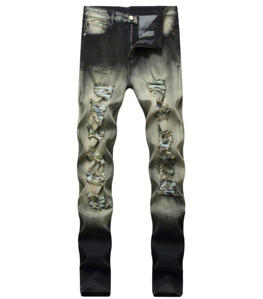 

men distressed ripped fashion designer skinny slim fit jeans motorcycle biker jeans causal denim pants streetwear mens jeans cool1623598, Blue