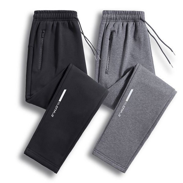 

men's pants four seasons casual warm thick imitation cotton zippered pocket work large size jogging 8xl 230715, Black