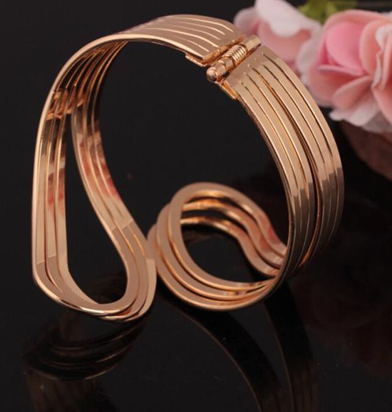

whole new style jewelry highend exaggerated open metal bracelet fashion goldsilver color geometry bangle3800702, Black