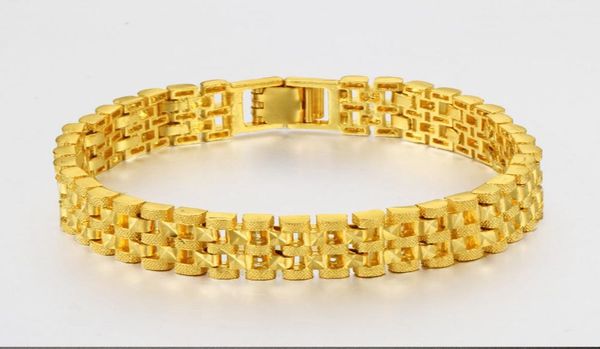 

wrist chain mens bracelet wide fashion 18k yellow gold filled thick chain bracelet link 20cm long3125762, Black