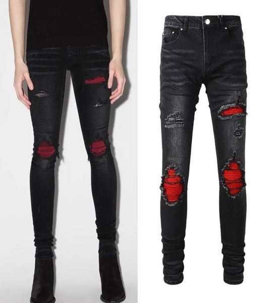 

damage fade motocycle denim jeans for mens popular leather panelled knee distressed stretch9976582, Blue