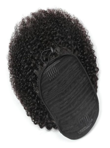 

peruvian ponytails afro kinky curly 100gset one piece hair extensions ponytail curly whole virgin hairs 100 human hair2934553, Black