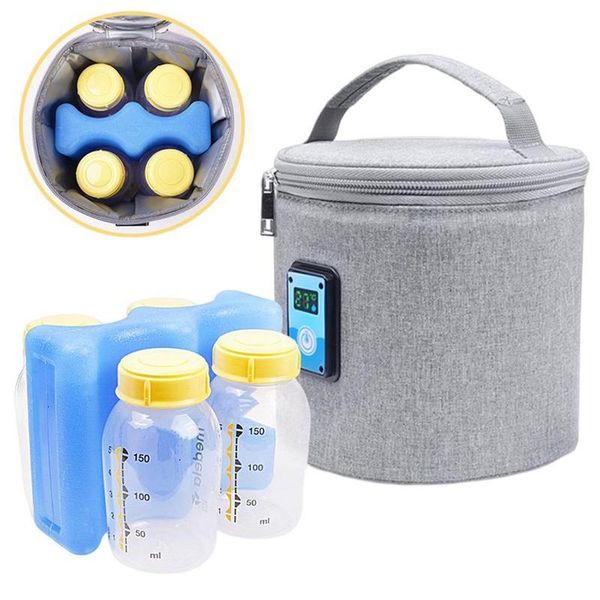 

bottle warmers sterilizers# baby bottle insulated bag breastmilk cooler bag with ice pack-double layer and temperature monitor display scree