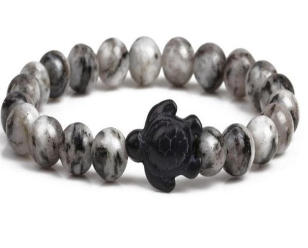 

fashion strands natural stone volcanic stone black turquoise turtle agate adjusted bracelet elastic js345j1359186