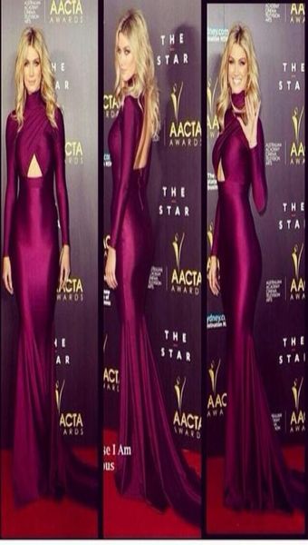 

western style mermaid long sleeve evening dress floor length purple satin evening dresses long evening gowns prom 7422197, Black;red