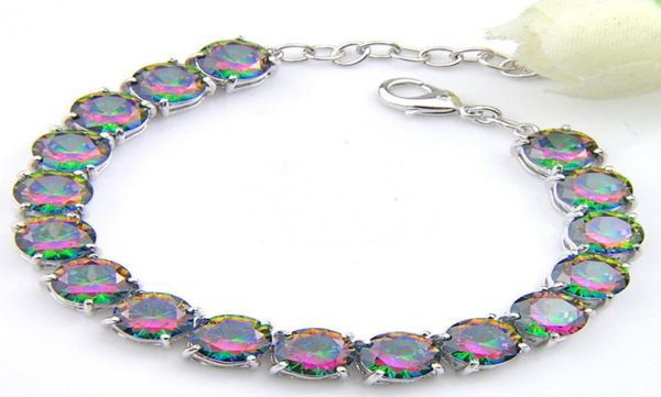 

whole 925 sterling silver handmade multi genuine round frie rainbow mystic z lady chain bracelets5488389, Golden;silver