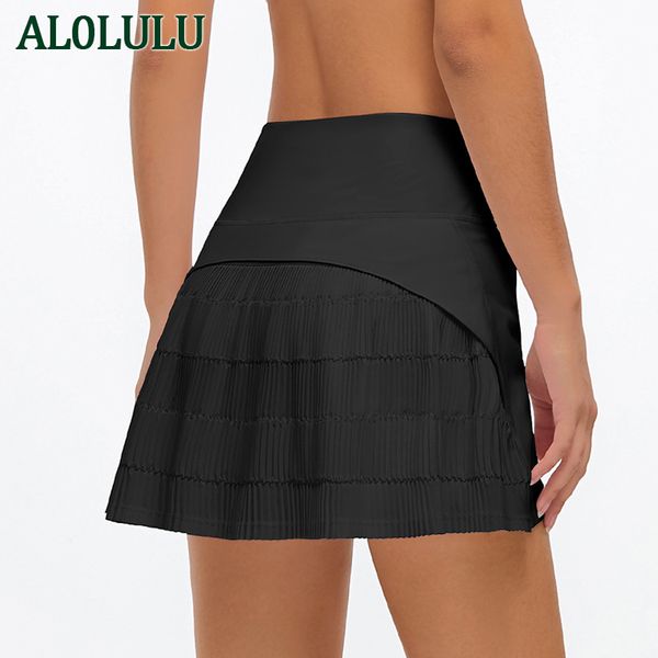 

al0lulu women's yoga sports fitness gym shorts anti-glare quick-drying breathable tennis skirt running training pleated skirt