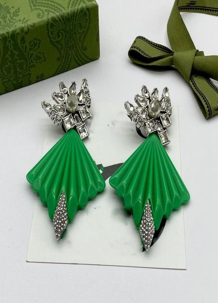 

new design green dangle charm earrings for woman fashion style earring brass fashion jewelry supply6003529, Silver
