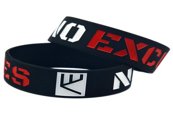

50pcs no excuse 1 inch wide silicone bracelet motivational logo perfect to use in any benefits gift9583326, Black