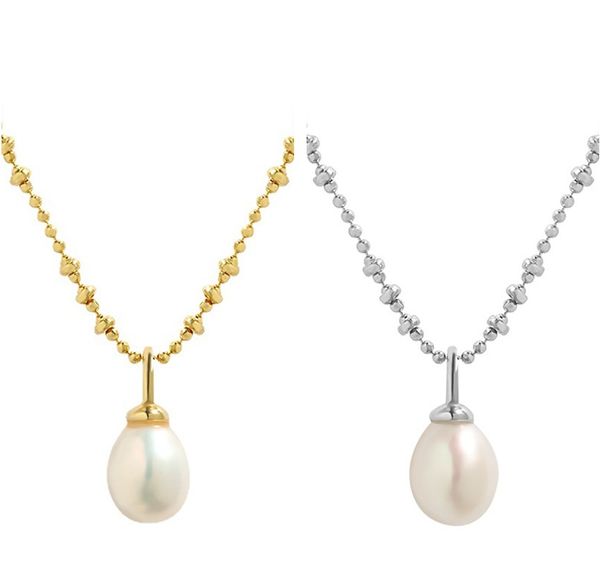 

100% 925 sterling silver necklace&pendants irregular broken silver beads chain natrual freshwater pearl necklace for women girls birthday gi