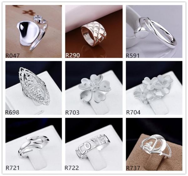 

plated sterling silver ring 10 pieces a lot mixed style emr7brand new burst models fashion 925 silver plate ring6559851