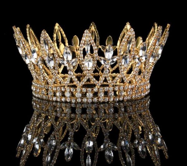 

princess full round crown queen tiara gold wedding bridal crystal rhinestone headband hair accessories jewelry headdress prom head7026208, Slivery;golden