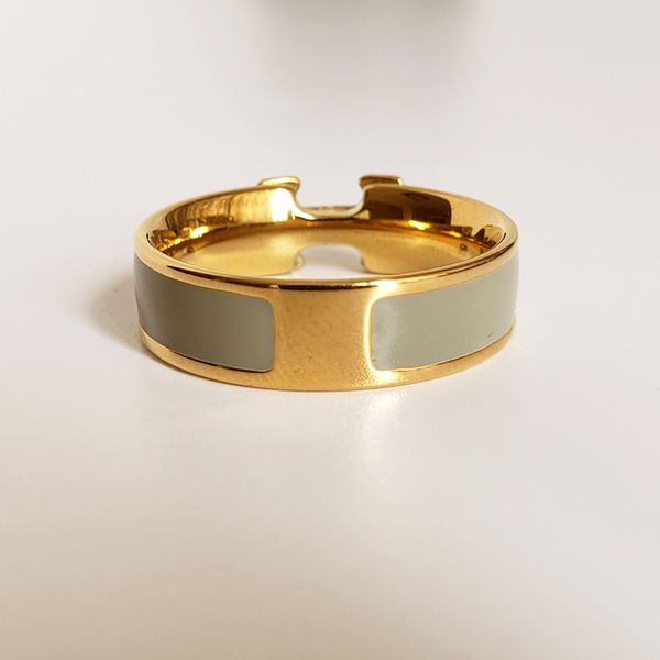 

designer h ring man woman deluxe high end enamel letter rings classic fashion ring titanium steel 18k gold party wedding christmas jewelry g, Silver