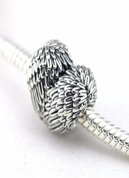 

loose beads fits authentic p charms bracelet 100% 925 sterling silver beads heart charm angel wing details original diy fine jewelry7411021, Black