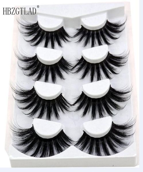 

new 4 pairs 3d mink lashes 25mm natural false eyelashes dramatic volume fake lashes makeup eyelash extension silk eyelashes mdr044162267