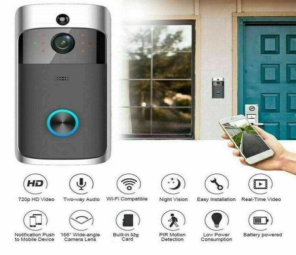 

wireless wifi video doorbell smart phone door ring intercom security system ir visual hd camera bell waterproof cat eye6769983