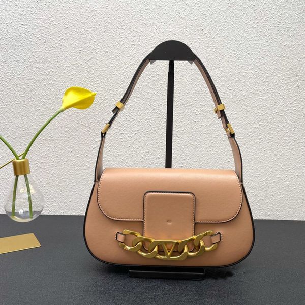 

2023 boutique recommendation pink cowhide new women's underarm bag classic flap inner concealed interlayer handheld shoulder bag luxury