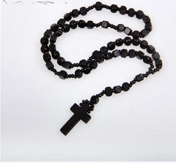 

good hardwood rosary beaded jesus cross wooden pendant necklace for men and women fine jewelry 50226206063559, Silver