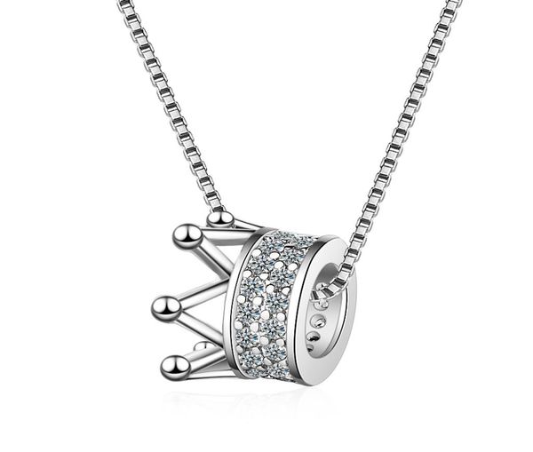 

dz360 the necklace female korean version of the small fresh inlaid diamond crown necklace fashion ins queen style short collarbone3044139, Silver