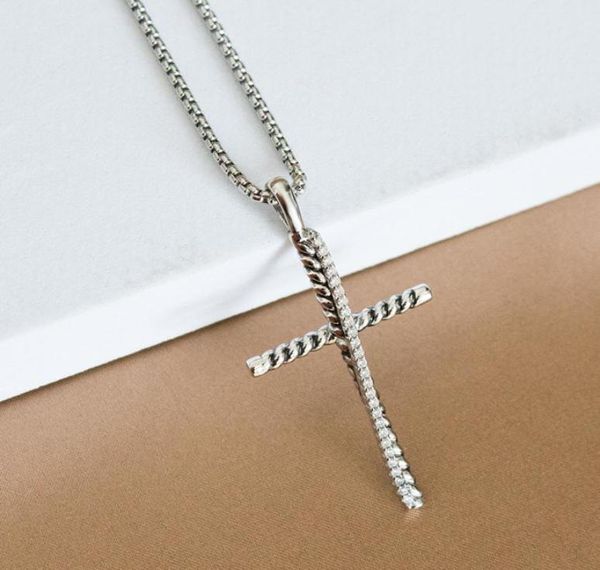 

necklace cross pendant necklaces zircon punk fashion design ladies men039s jewelry anniversary valentine039s day gift2265282, Silver