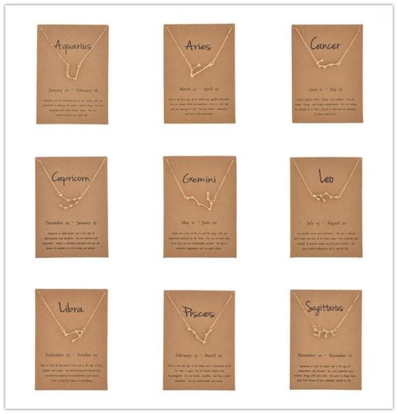 

12 constellation zodiac necklace horoscope sign zircon korean jewelry star galaxy libra astrology women necklace gift with retail 3345214, Silver