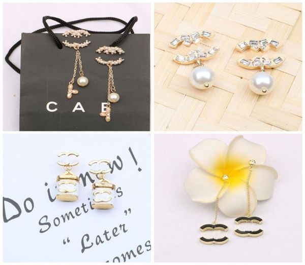 

fashion classics women ear stud earring designers earrings double letters 18k gold plated geometry brand crystal pearl wedding par3237005, Golden;silver