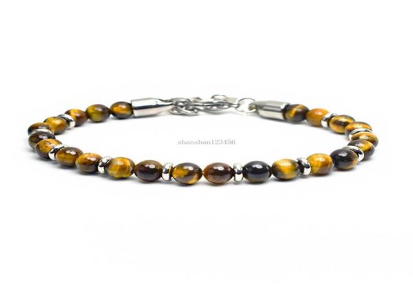 

mens bracelet stainless steel chain natural stone tiger eye turquoise lava rock beads bracelets fashion jewelry will 3122665, Black