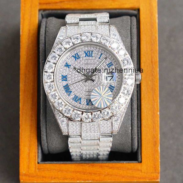 

watch 42mm mens automatic diamond mechanical diamonds bezel watches sapphire waterproof wristwatch fashion wristwatches montre de luxe, Slivery;golden