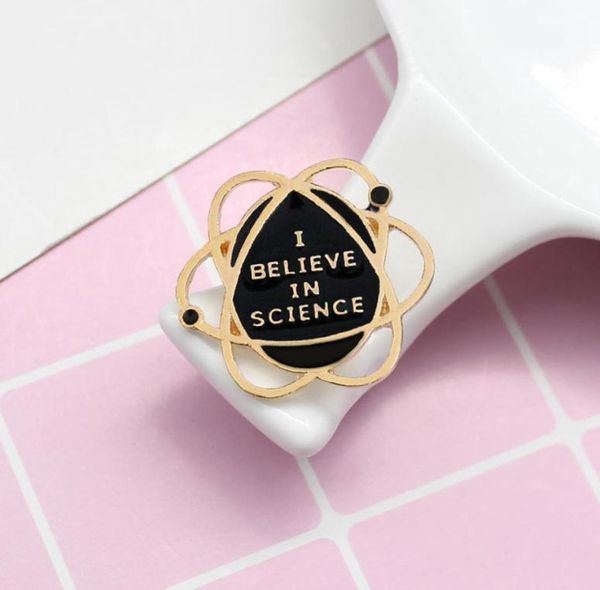 

hightech quoti believe in sciencequot brooch personality enamel creative decoration special cartoon lapel denim geometry pins8935213, Gray