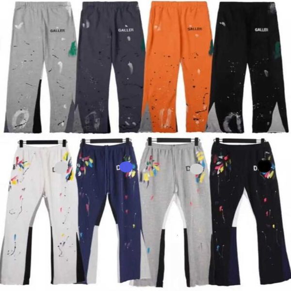 

2023 galleryse depts pants trousers jeans mens womens sweatpants speckled letter print mans couple loose versatile casual pants straight hip, Black