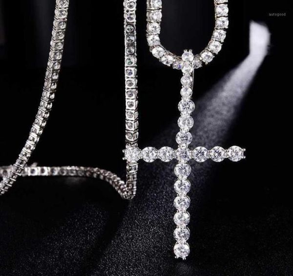 

pendant necklaces hip hop bling cz cross iced out cubic zirconia pendants for men jewelry charm17058926, Silver