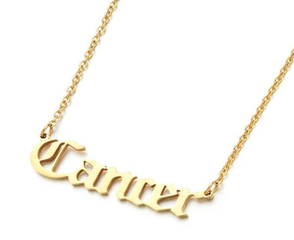 

18k gold plated stainless steel horoscope necklaces old english letter 12 zodiac sign nameplate necklace7339183, Silver