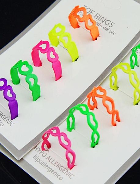 

30pcs summer jewelry fashion women mix color enamel hollow heart toe rings adjustable whole jewelry lots a3934161898, Red;blue