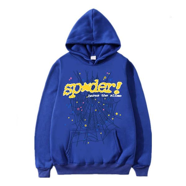 

hip hop singer spider web 555555 printed loose sweatshirt for men and women hoodie, Black