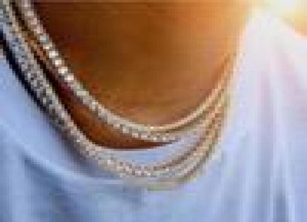 

mens hiphop iced out chains jewelry diamond iced out tennis chain hip hop jewelry necklace 3mm 4mm silver gold chain necklaces8987372, Black