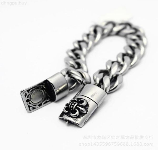 

new chrome designer bracelet japanese and jewelry cool men039s fashion women039s titanium steel cast buckle magnet original 9192597, Black