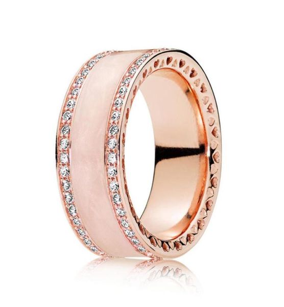 

real 925 sterling silver rose gold heart diamond ring with logo box fit p style wedding ring engagement jewelry for women w3431122