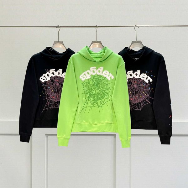 

young thug sp5der 55555 terry hoodie high street relaxed casual hoodie men's fashion, Black