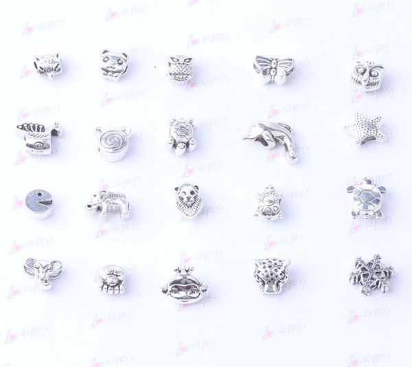 

s mix 20 style big hole animals loose beads charm for pandora diy jewelry bracelet for european braceletnecklace 22570465, Bronze;silver