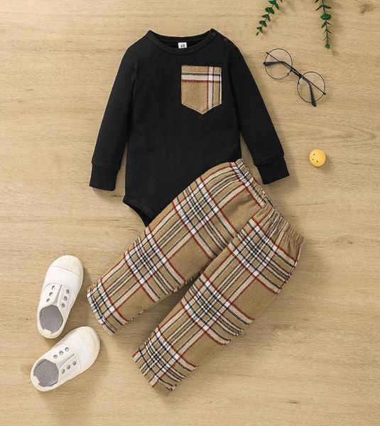 

baby boys clothing set plaid romperstrousers outfit fall 2021 children boutique clothes 02t newborn infant toddler gentleman sui5886537, White