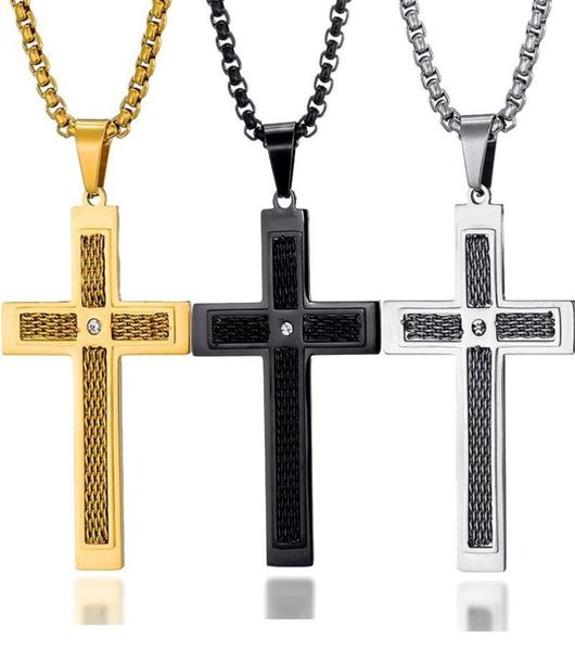 

fashion stainless steel pendant christian prayer cross pendant men necklace charming gifts jewelry cadena de oro con crucifijo par7183107, Silver