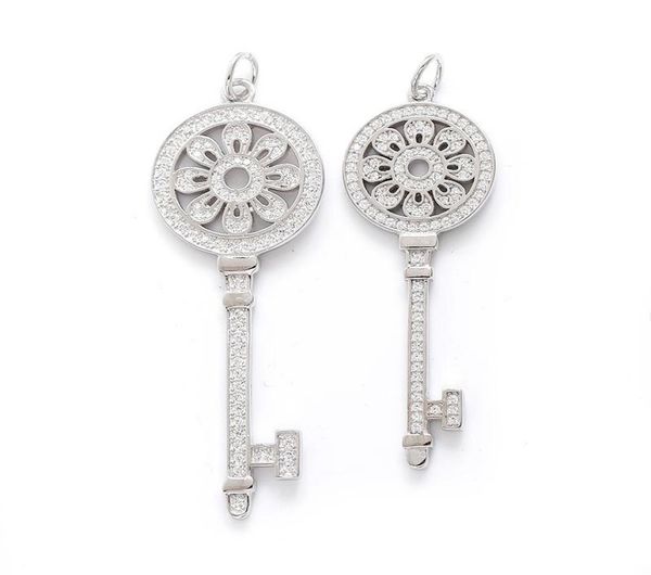

fashion s925 sterling keys petals key pendant necklace with diamonds 100 925 silver necklaces valentines gift for women4856600