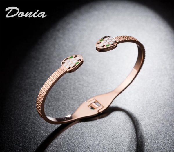 

donia jewelry electroplating exaggerated micro inlay color zircon titanium steel european and american popular head adjustable opening706311, Black