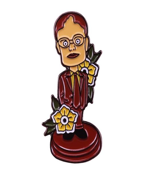 

dwight schrute bobblehead enamel pin the office brooch funny badge friends gift men shirt jackets hat accessory7975879, Gray