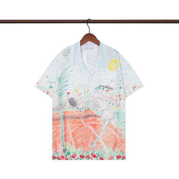 

mens fashion men's casual shirts mens designer station square urban travel pearl print short sleeve hawaiian shirt for menwomen, White;black