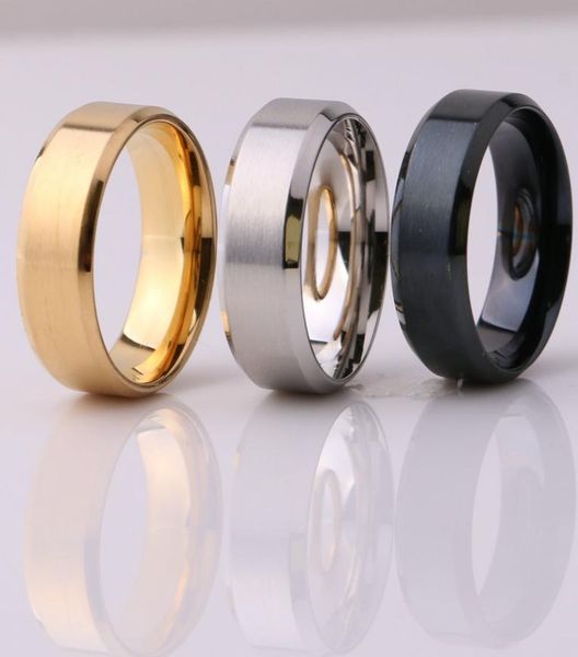 

fashion jewelry 8mm stainless steel ring band titanium silver black gold men size 6 to 13 wedding engagement rings7045737