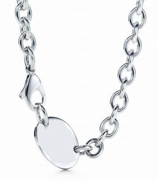 

2021 silver thick chain round plate pendant necklaces charms size with blue box and dustbag4467719