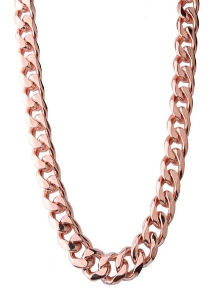 

15mm customization length trendy mens chain rose gold color stainless steel necklace for men curb cuban link hip hop jewelry chain1767628, Silver